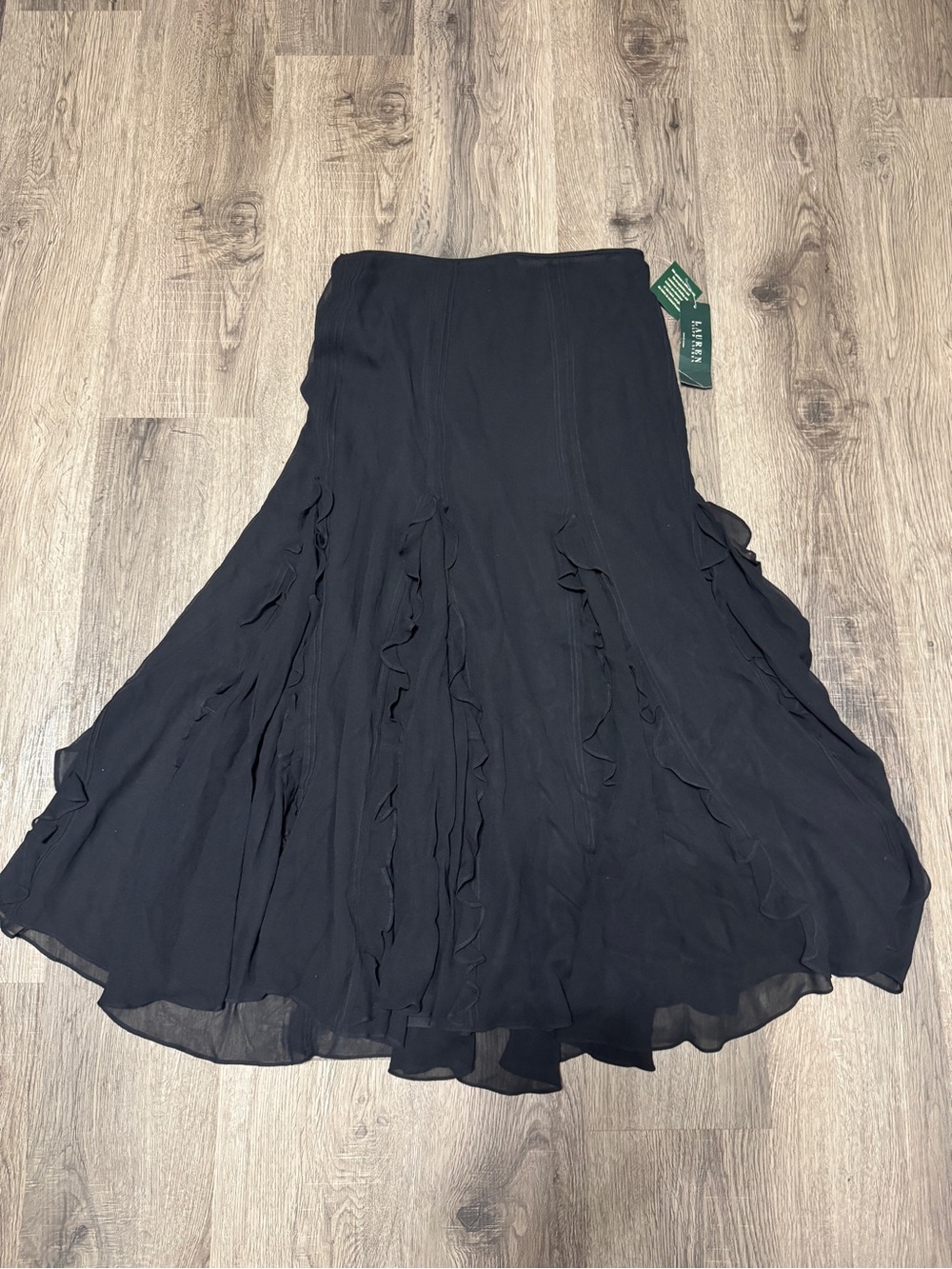 Lauren Ralph Lauren Black Maxi Skirt with Ruffle Panels